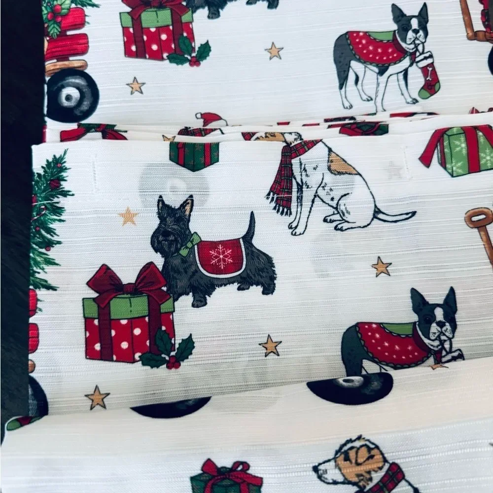 Christmas Dogs Holiday Luxury Fabric Shower Curtain